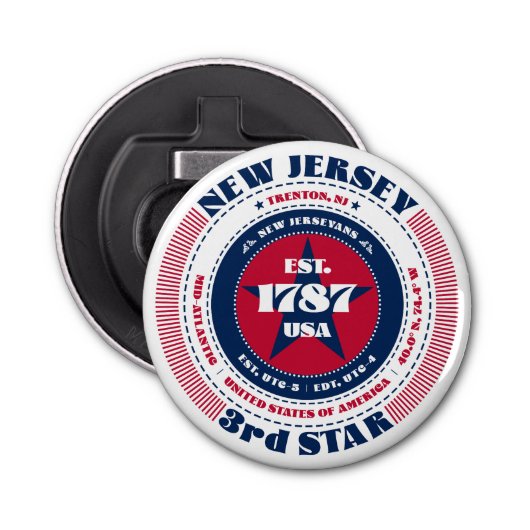 Décapsuleur Cercle d'information de l'État du New Jersey (Devant)