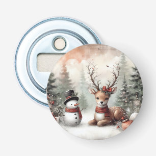 Décapsuleur Cerf de Noël/bonhomme de neige en bois classique