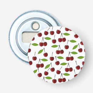 Décapsuleur Cerise Rouge, Motif De Cerises, Feuilles, Fruits