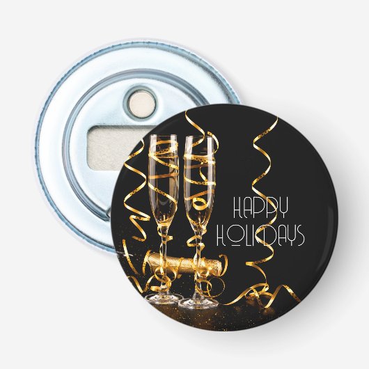 Décapsuleur Champagne Ruban Doré Joyeuses Fêtes (Devant)