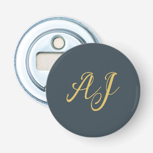 Décapsuleur Charbon Couleur Or Monogramme Initial Professionne