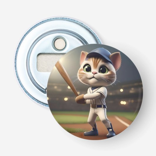 Décapsuleur Chat de baseball 3D amusant, (Devant)