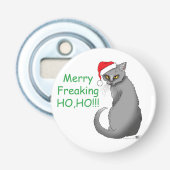 Décapsuleur Chat Gris Drôle Grognon Noël Humour Fêtes (Devant)