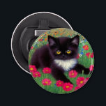 Décapsuleur Chat Gustav Klimt Tuxedo<br><div class="desc">Bottle Opener avec un chat tuxedo Gustav Klimt ! Cette adorable petite chatte noire et blanche est installée dans un champ de fleurs rouges,  bleues,  blanches et oranges. Un cadeau génial pour les amateurs d'art amoureux des chats et autrichiens !</div>