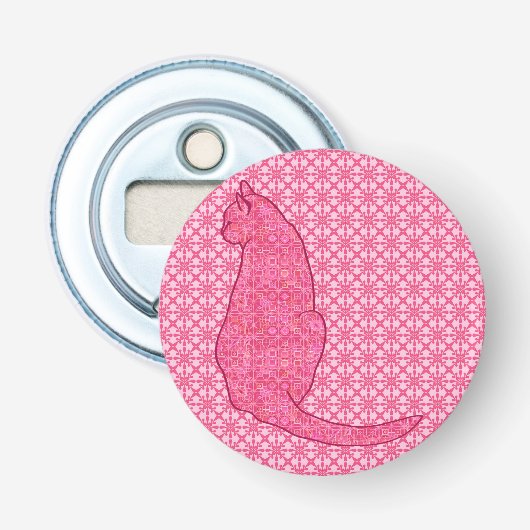 Décapsuleur Chat japonais - Fuchsia Pink Batik (Devant)