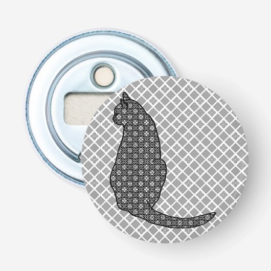 Décapsuleur Chat japonais - Kimono noir et blanc (Devant)