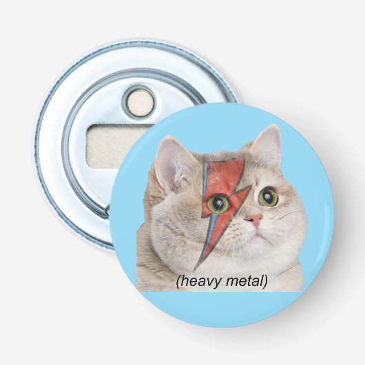 Décapsuleur Chat Mème Respiration Forte Rocker Métal (Devant)