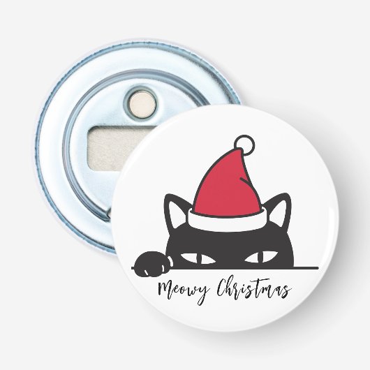 Décapsuleur Chat noir de Noël amusant (Devant)