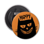 Décapsuleur Chat noir d'Halloween déplaisant sur Orange (Devant)