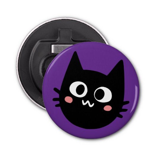 Décapsuleur Chat noir drôle violet (Devant)