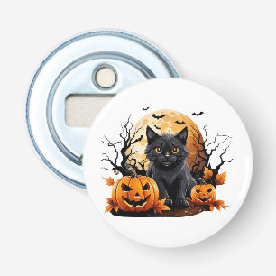 Décapsuleur Chat noir entouré de citrouilles