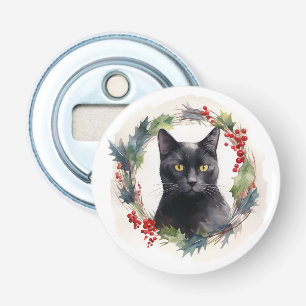 Décapsuleur Chat noir Fête de couronnes de Noël Kitten