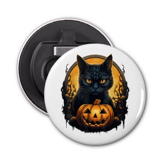 Décapsuleur Chat noir Halloween Citrouilles effrayants Lune Ch (Devant)