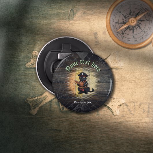 Décapsuleur Chat pirate curieux déchiffrant d'anciens mystères