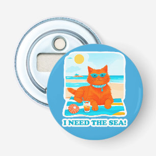 Décapsuleur Chat roux sur la plage J'ai besoin de la mer Été