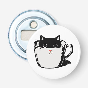 Décapsuleur Chaton noir avec nez rouge caché dans une tasse