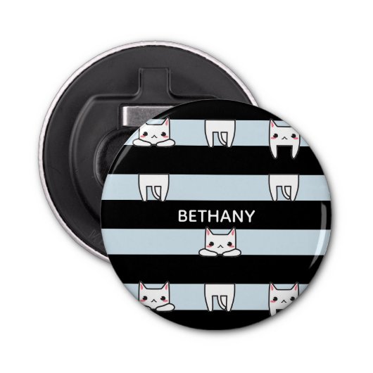 Décapsuleur Chats Escalades mignons sur rayé personnalisé (Devant)
