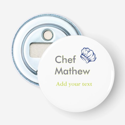 Décapsuleur Chef cuisinier ajouter nom texte hommes cuisine bo (Devant)