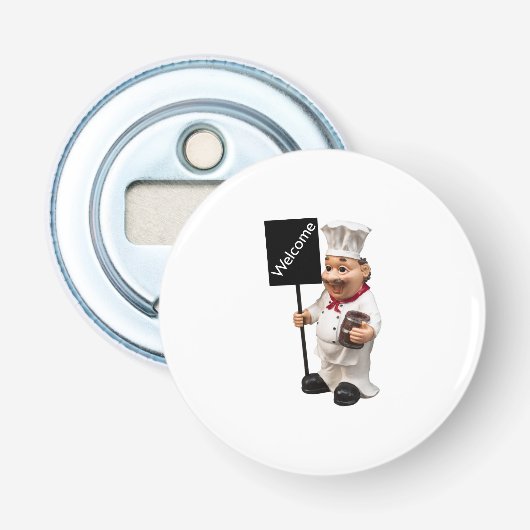 Décapsuleur Chef cuisinier - Carte de menu BIENVENUE (Devant)
