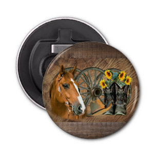 Décapsuleur Cheval Cowboy Boots Wagon Wheels Sunflowers Wester