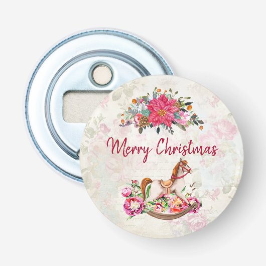 Décapsuleur Cheval rocheux victorien et Poinsettia Noël (Devant)