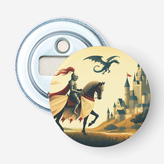 Décapsuleur Chevalier médiéval/wyvern/château fantasy (Devant)