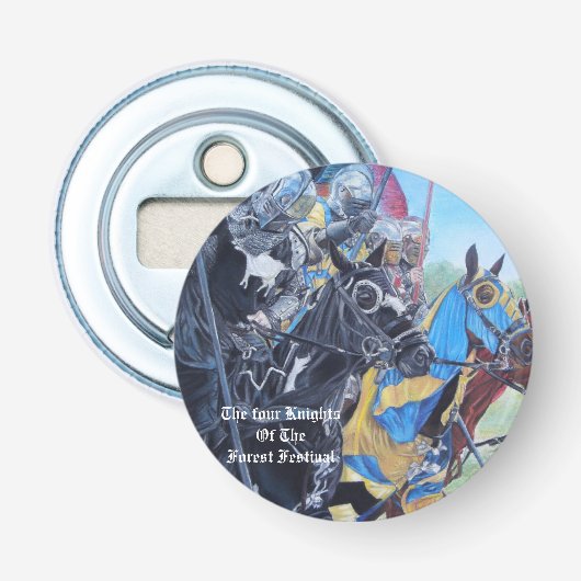 Décapsuleur chevaliers médiévaux historiques jouant à cheval (Devant)