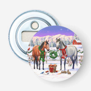 Décapsuleur Chevaux de Noël en neige