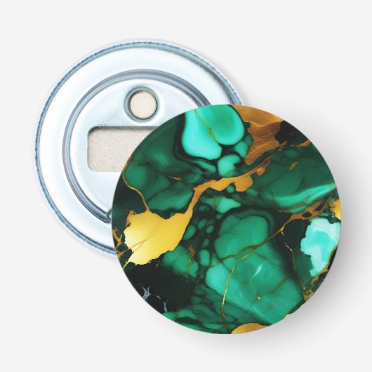 Décapsuleur Chic Elegant vert foncé jaune Faux Marble (Devant)