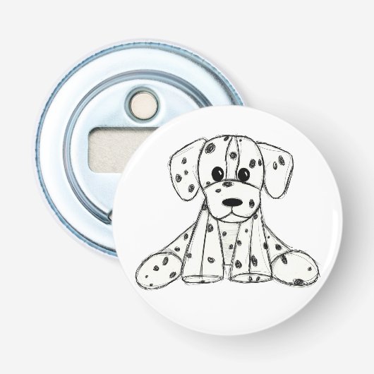 Décapsuleur Chien en dalmate dessin simple noir (Devant)