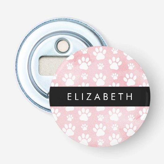 Décapsuleur Chien Paws, White Paws, Aquarelles roses, Votre No (Devant)