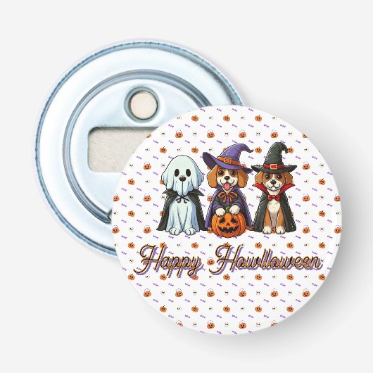 Décapsuleur Chiens mignons comme fantôme, sorcière et vampire (Devant)