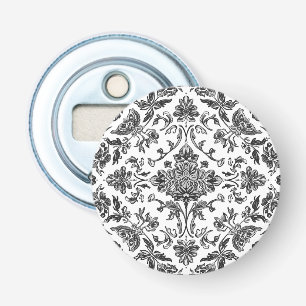 Décapsuleur Chinoiserie florale noir et blanc aquarelle