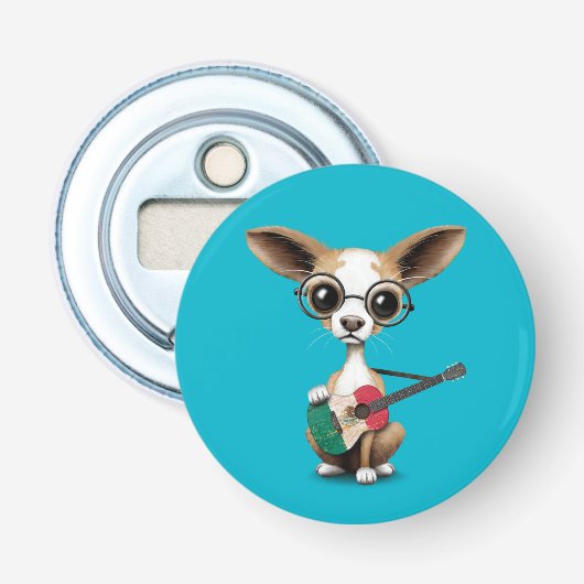 Décapsuleur Chiot de chiwawa jouant la guitare de drapeau (Devant)