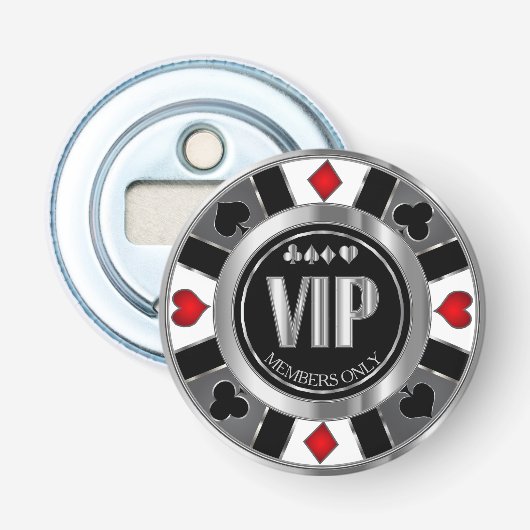 Décapsuleur Chip de poker VIP Casino - Las Vegas - Rouge (Devant)
