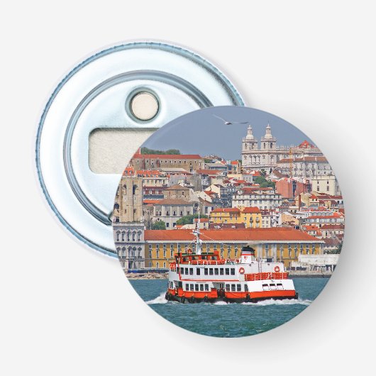 Décapsuleur Ciel de Lisbonne avec vieux ferry sur le fleuve Ta (Devant)