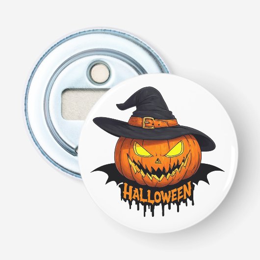 Décapsuleur Citrouille d'Halloween Chapeau de Sorcière Visage  (Devant)