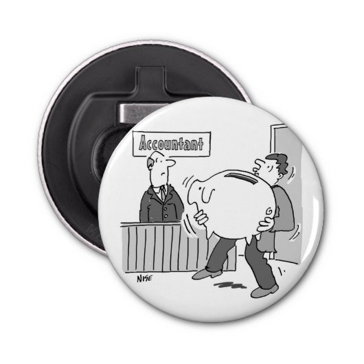 Décapsuleur Client comptable avec énorme banque Piggy (Devant)