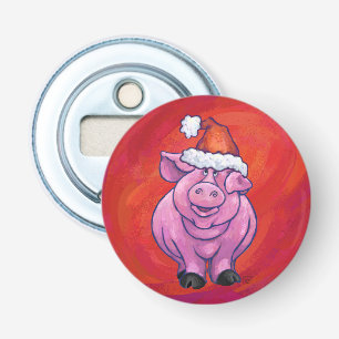 Décapsuleur Cochon mignon à Santa Hat sur rouge