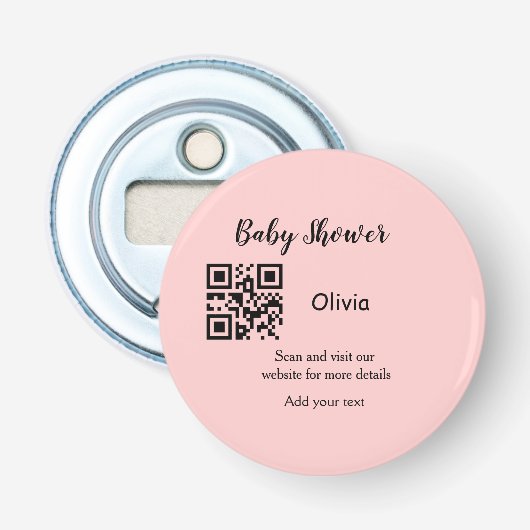 Décapsuleur Code QR simple pour baby shower avec nom texte tro (Devant)
