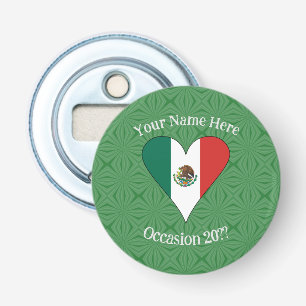 Décapsuleur Cœur de drapeau mexicain Fond vert Personnalisé