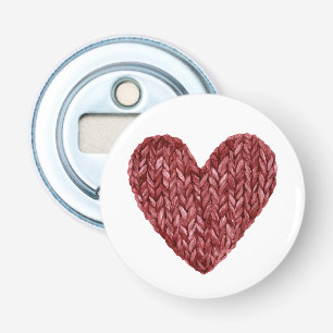 Décapsuleur Cœur en faux tricot rouge