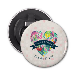 Décapsuleur Coeur floral mignon avec Mariage de fleurs tropica