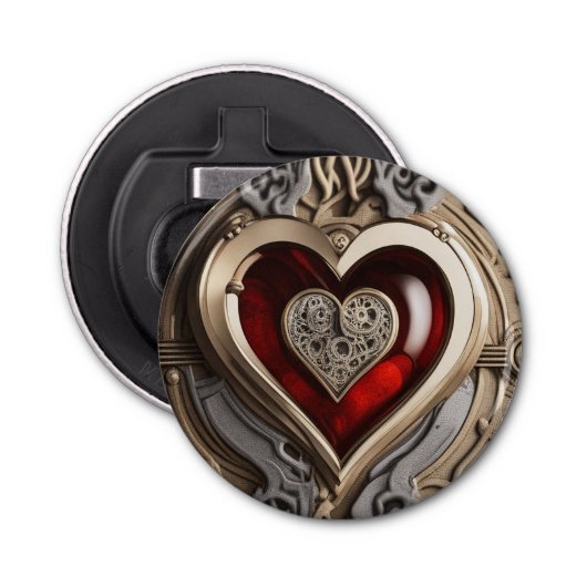 Décapsuleur Coeur Steampunk - Amour mécanique complexe (Devant)