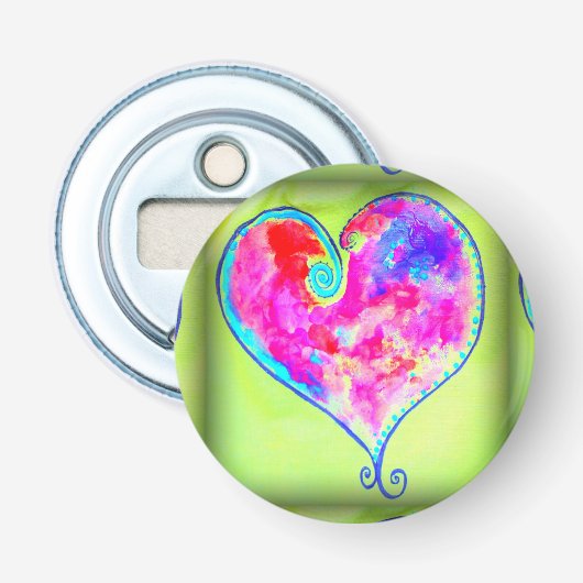 Décapsuleur coeur tourbillonnant rose (Devant)