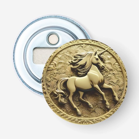 Décapsuleur Coin Unicorne Or Rond (Devant)