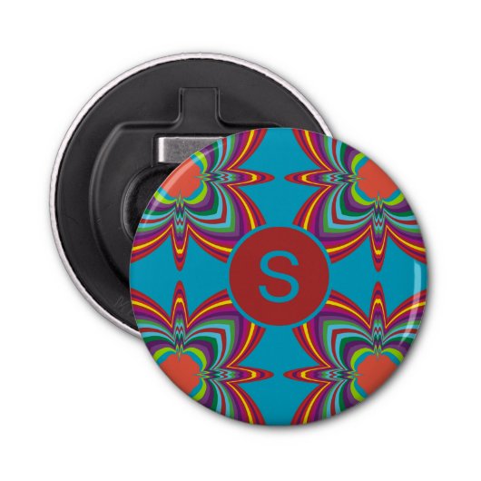 Décapsuleur Colorful Psychedelic Geometric Pattern Monogram (Devant)
