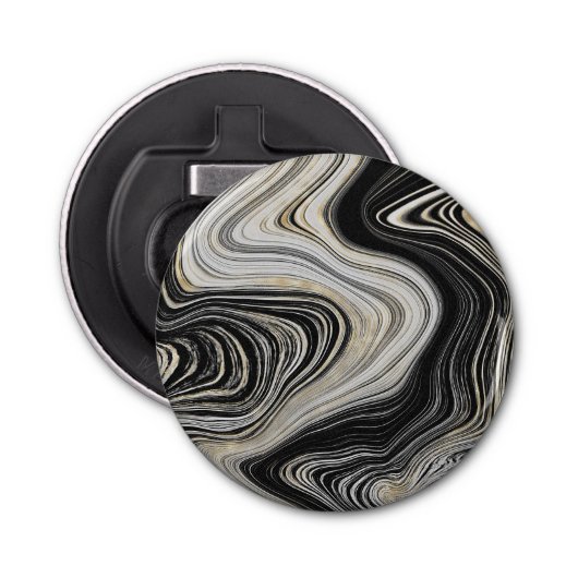 Décapsuleur Conception de l'Agate Noir et Or (Devant)