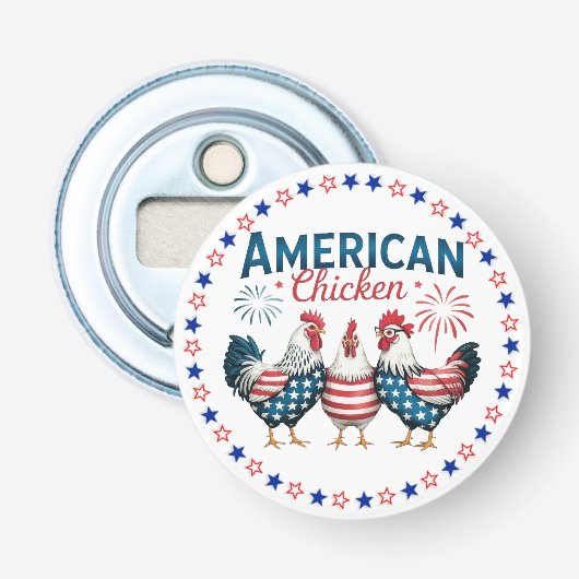 Décapsuleur Conception de poulet américain patriotique du 4 ju (Devant)