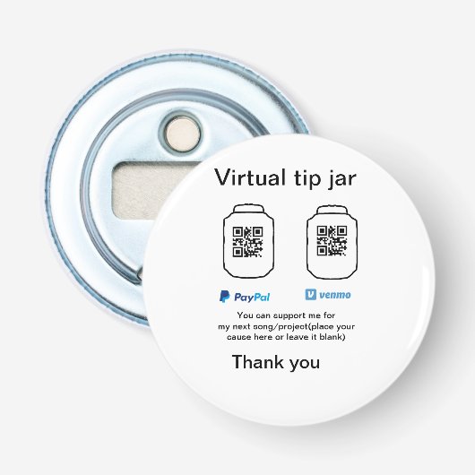 Décapsuleur Conseil virtuel jar q r code argent don PayPal ven (Devant)
